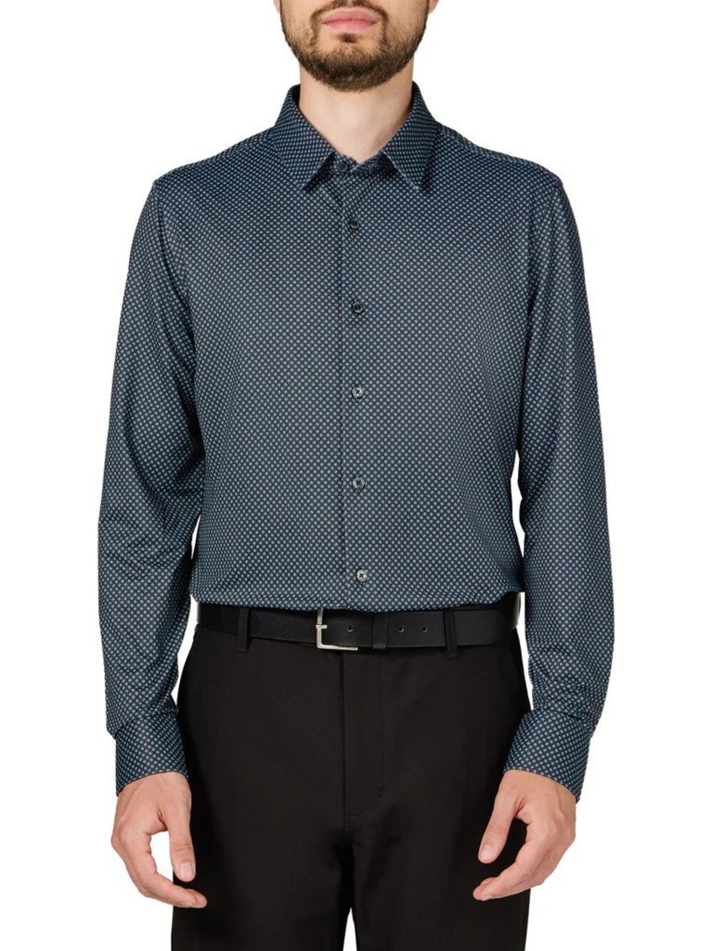 Infinity Men's Textured Button Up Shirt, Gray Size XL